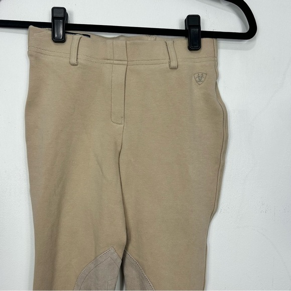 ARIAT kids heritage knit knee patch breech riding tan pants U14 - Picture 4 of 8